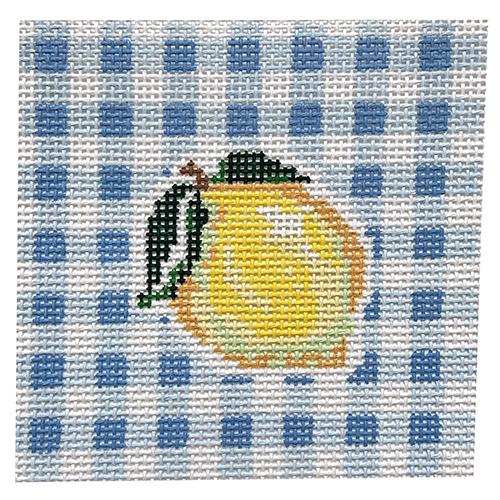 Lemon on Gingham Painted Canvas KCN Designers  - 1