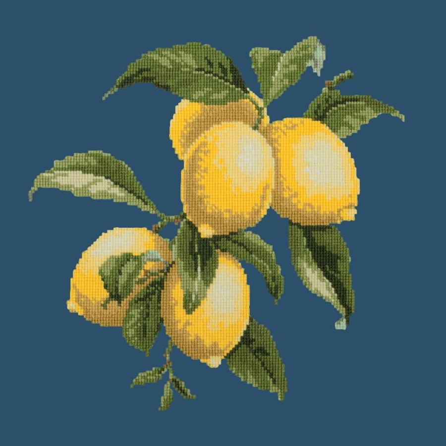 Lemons Needlepoint Kit Kits Elizabeth Bradley Design Dark Blue 

