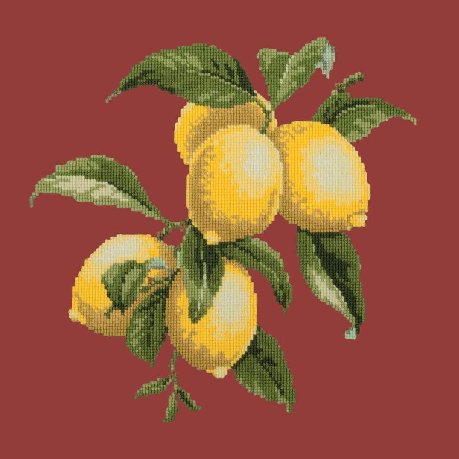 Lemons Needlepoint Kit Kits Elizabeth Bradley Design Dark Red 
