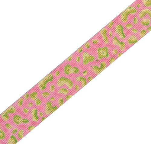 Leopard Belt - Pink and Green Painted Canvas Kate Dickerson Needlepoint Collections 