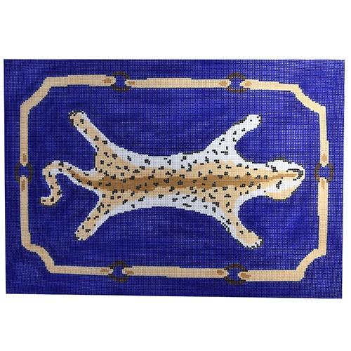 Leopard Clutch   Blue Painted Canvas The Plum Stitchery 
