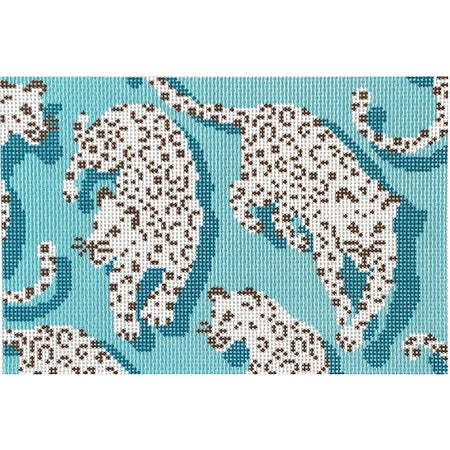 Leopard Clutch - Blue Printed Canvas Needlepoint To Go 