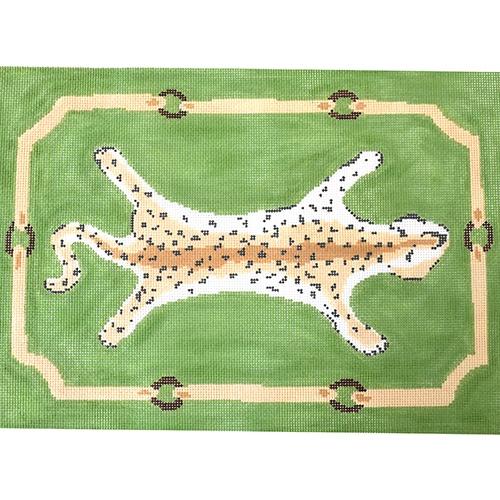 Leopard Clutch - Green Painted Canvas The Plum Stitchery 