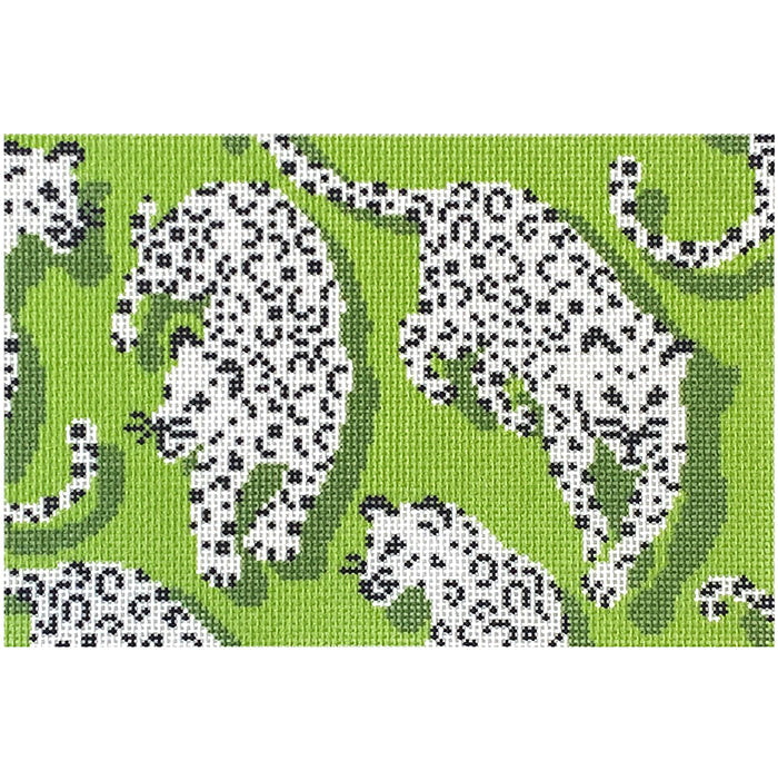 Leopard Clutch   Green Printed Canvas Needlepoint To Go 

