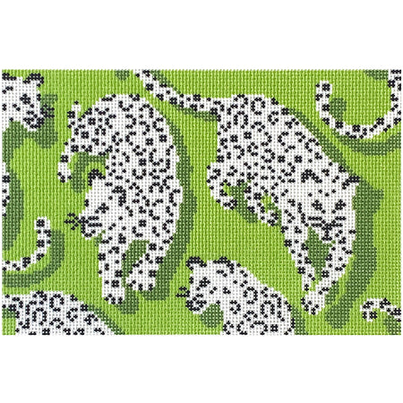 Leopard Clutch - Green Printed Canvas Needlepoint To Go 