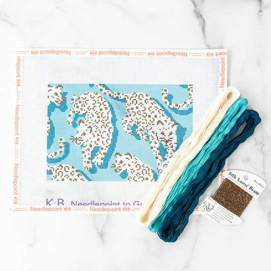 Leopard Clutch Kit - Blue Kits Needlepoint To Go 
