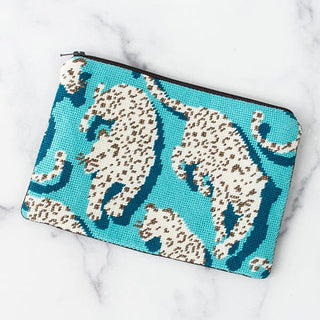 Leopard Clutch Kit   Blue Kits Needlepoint To Go 
