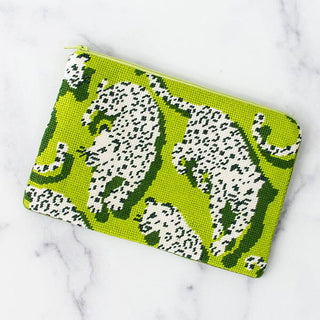 Leopard Clutch Kit   Green Kits Needlepoint To Go 
