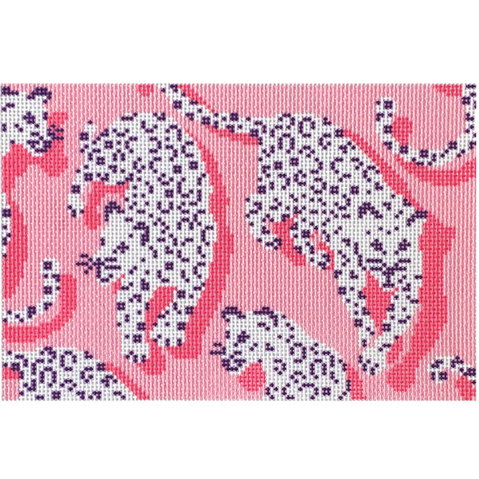 Leopard Clutch - Pink Printed Canvas Needlepoint To Go 