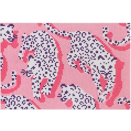 Leopard Clutch - Pink Printed Canvas Needlepoint To Go 