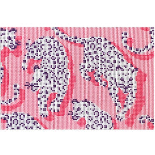 Leopard Clutch   Pink Printed Canvas Needlepoint To Go 
