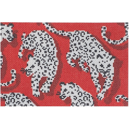 Leopard Clutch - Red Canvas Printed Canvas Needlepoint To Go 