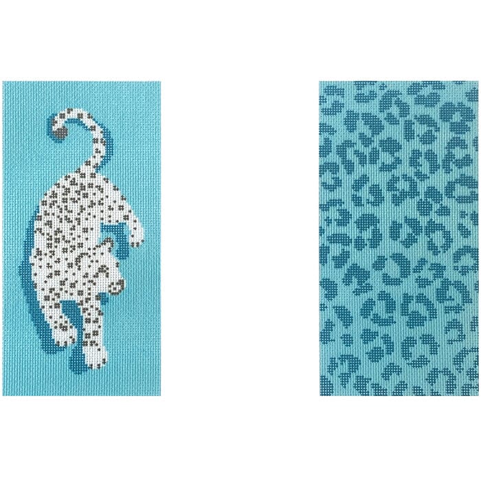 Leopard Eyeglass Case   Blue Printed Canvas Needlepoint To Go 
