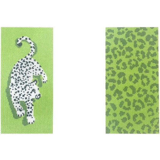 Leopard Eyeglass Case - Green Printed Canvas Needlepoint To Go 