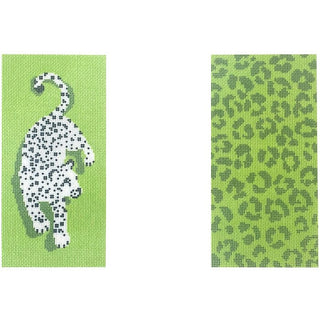 Leopard Eyeglass Case   Green Printed Canvas Needlepoint To Go 
