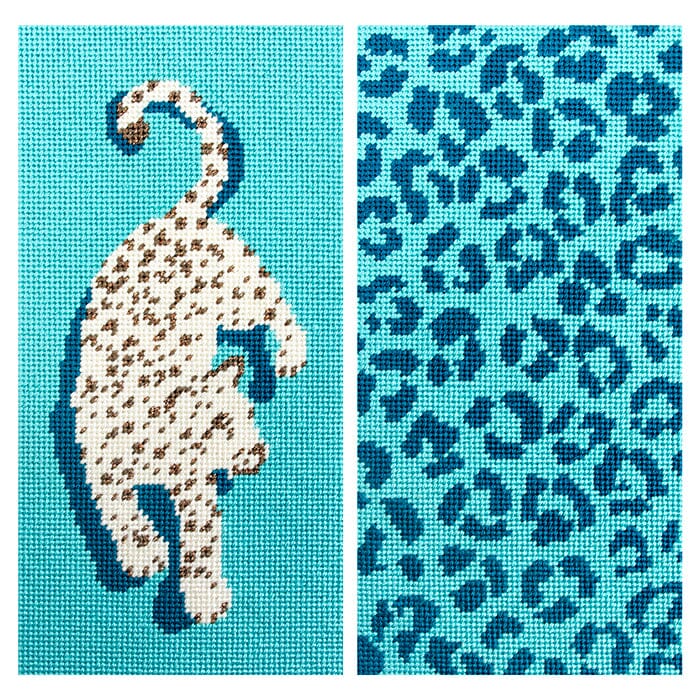 Leopard Eyeglass Case Kit - Blue Kits Needlepoint To Go 