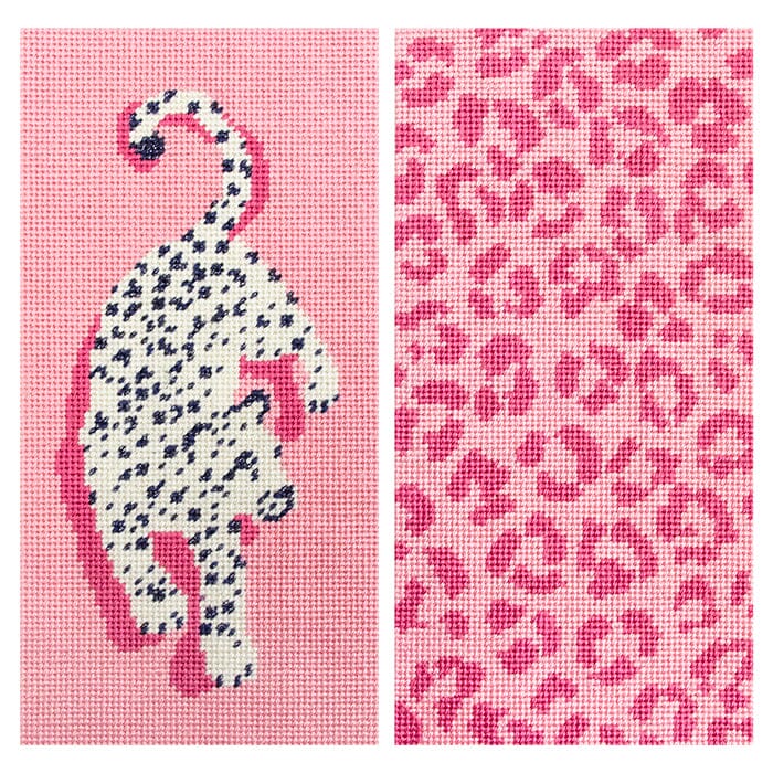 Leopard Eyeglass Case Kit - Pink Kits Needlepoint To Go 