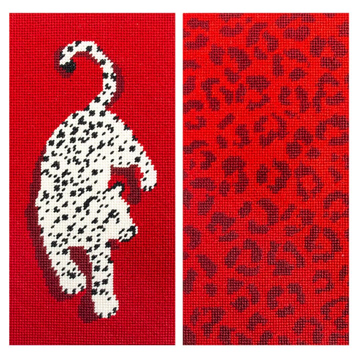 Leopard Eyeglass Case Kit - Red Kits Needlepoint To Go 