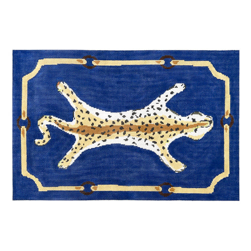 Leopard in Blue Painted Canvas The Plum Stitchery  - 1