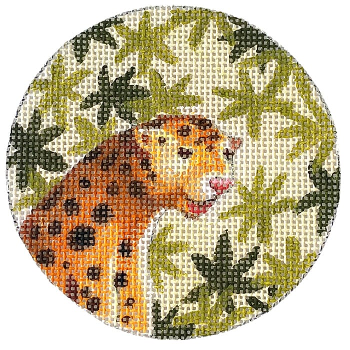 Leopard in Foliage Round Pendant Painted Canvas Colors of Praise 