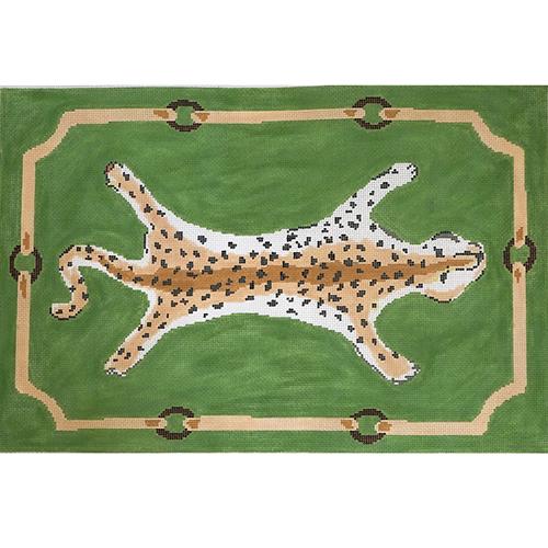 Leopard in Green Painted Canvas The Plum Stitchery 
