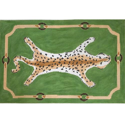 Leopard in Green Painted Canvas The Plum Stitchery  - 1