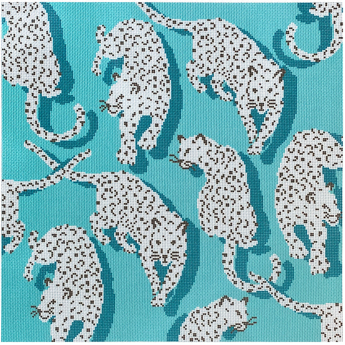 Leopard Pillow   Blue Printed Canvas Needlepoint To Go 
