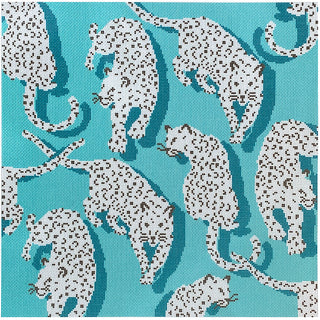 Leopard Pillow Kit   Blue Kits Needlepoint To Go 

