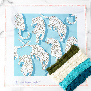 Leopard Pillow Kit   Blue Kits Needlepoint To Go 
