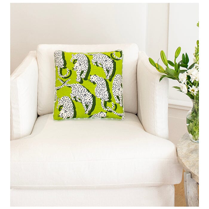Leopard Pillow Kit - Green Kits Needlepoint To Go 