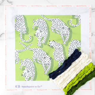 Leopard Pillow Kit   Green Kits Needlepoint To Go 
