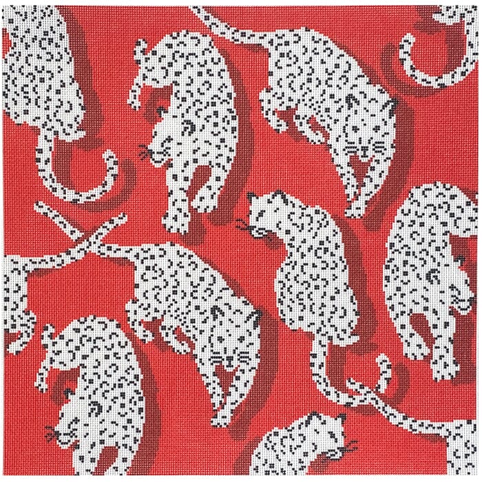 Leopard Pillow Kit - Red Kits Needlepoint To Go 