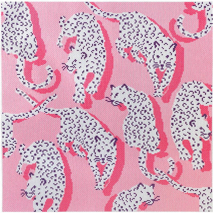 Leopard Pillow   Pink Printed Canvas Needlepoint To Go 
