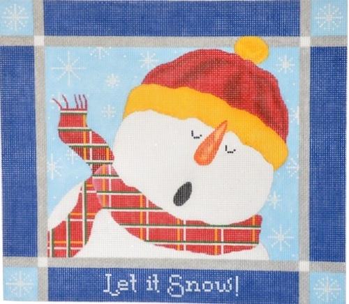 Let It Snow Red & Blue Snowman Painted Canvas Pepperberry Designs 