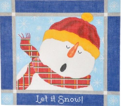 Let It Snow Red & Blue Snowman Painted Canvas Pepperberry Designs 
