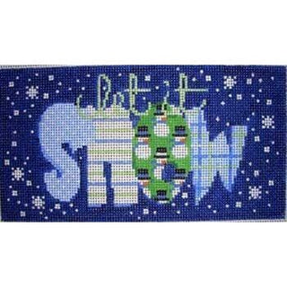 Let It Snow Words on Navy Painted Canvas Associated Talents 
