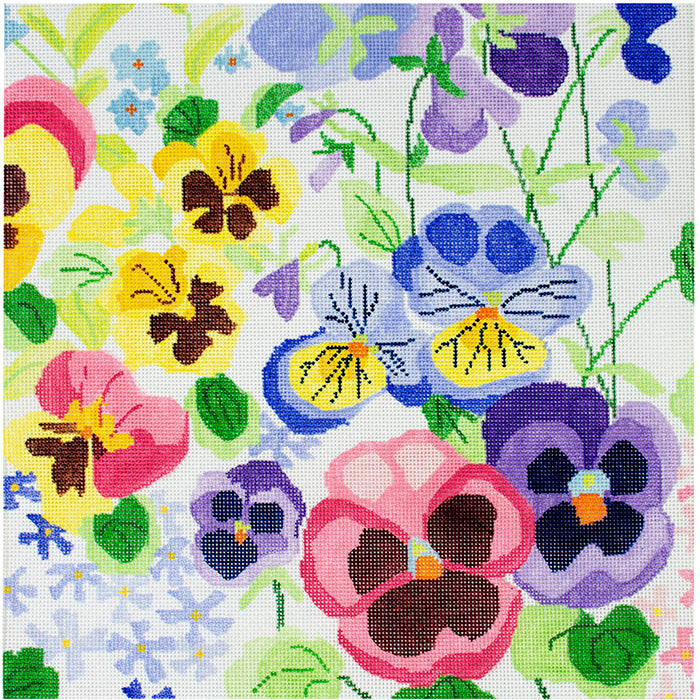 Lg Pansy Garden #1 Painted Canvas Jean Smith  - 1