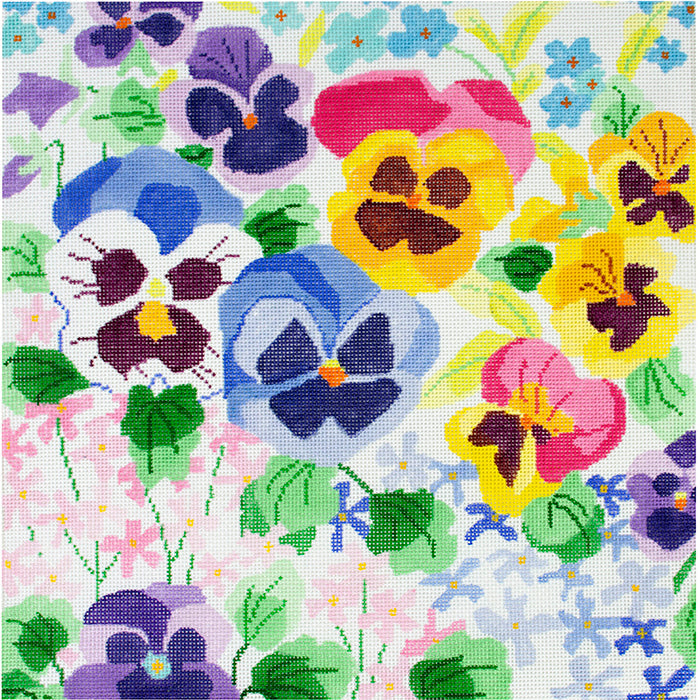 Lg Pansy Garden #2 Painted Canvas Jean Smith  - 1