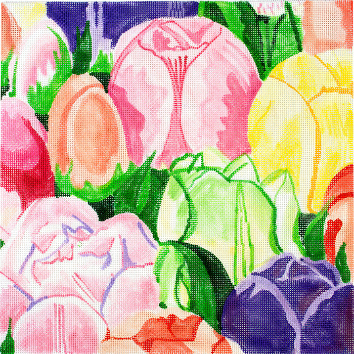 Lg Tulip Field #1 Painted Canvas Jean Smith 