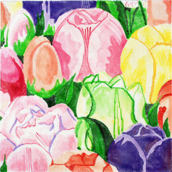 Lg Tulip Field #1 Painted Canvas Jean Smith  - 1