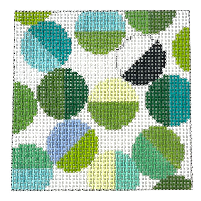 Libby Coaster   Cool Greens Painted Canvas Elizabeth Crane Swartz Designs  - 1