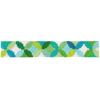 Libby Quilt Rings Key Fob   Cool Greens Painted Canvas Elizabeth Crane Swartz Designs 

