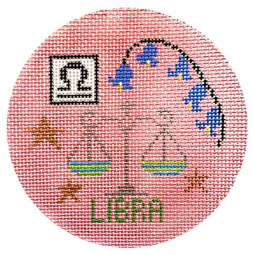 Libra Zodiac Ornament Painted Canvas Doolittle Stitchery 