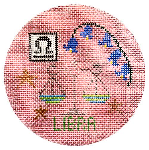 Libra Zodiac Ornament Painted Canvas Doolittle Stitchery  - 1