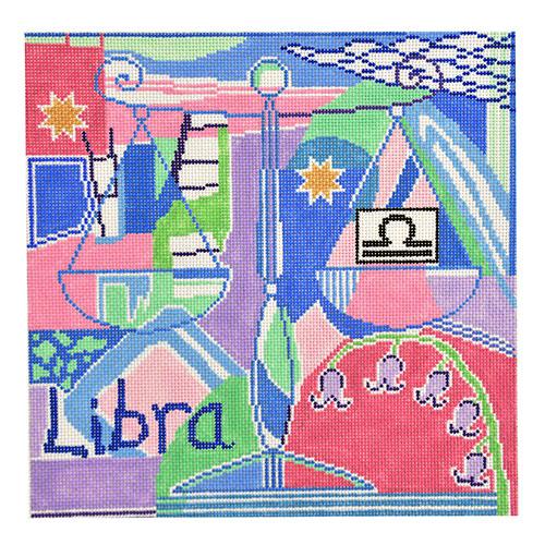 Libra Zodiac Square Painted Canvas Doolittle Stitchery 
