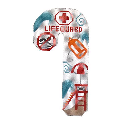 Life Guard Candy Cane Painted Canvas Danji Designs  - 1