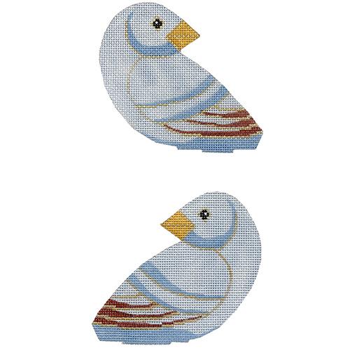 Light Blue Bird Double Sided Clip-On Painted Canvas Labors of Love Needlepoint 