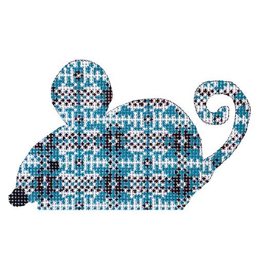Light Blue/Red Plaid Mouse Painted Canvas Danji Designs  - 1