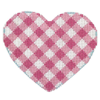 Light Pink Gingham Heart Painted Canvas Whimsy & Grace 
