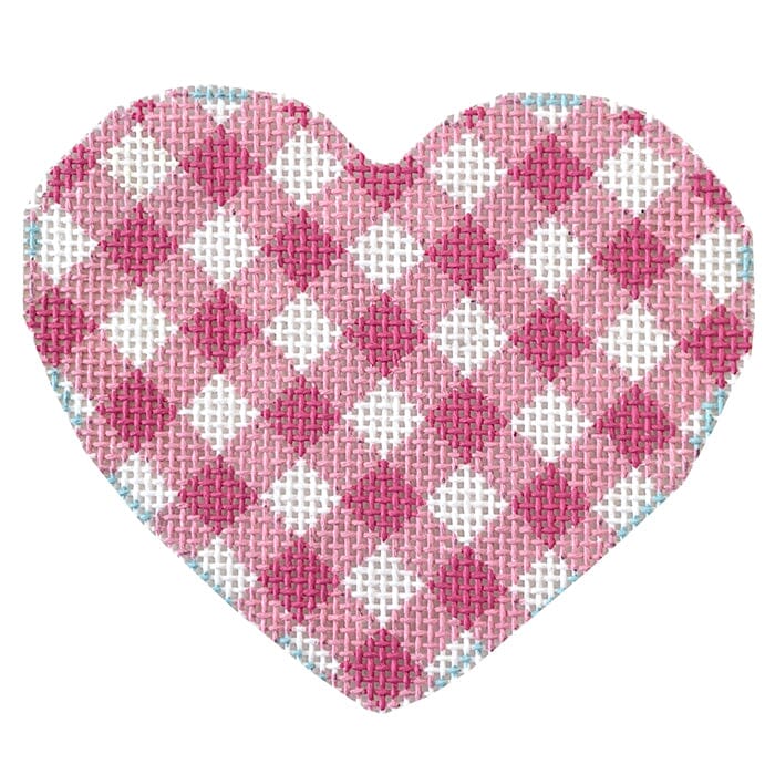 Light Pink Gingham Heart Painted Canvas Whimsy & Grace 
